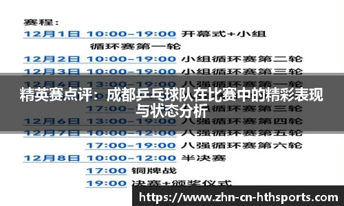精英赛点评：成都乒乓球队在比赛中的精彩表现与状态分析